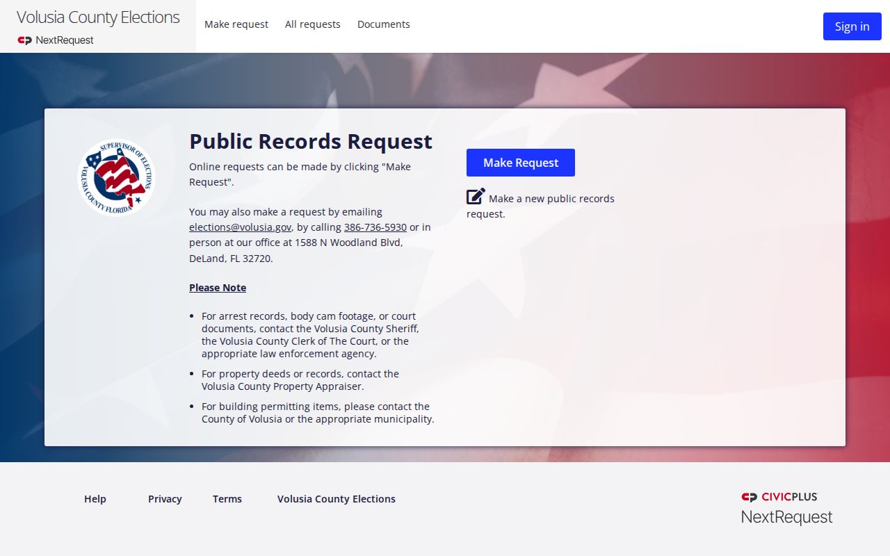 Edgewater neighbors Volusia voter record request portal