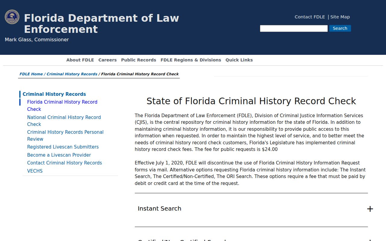 Edgewater resident lookup using Florida official criminal history checks