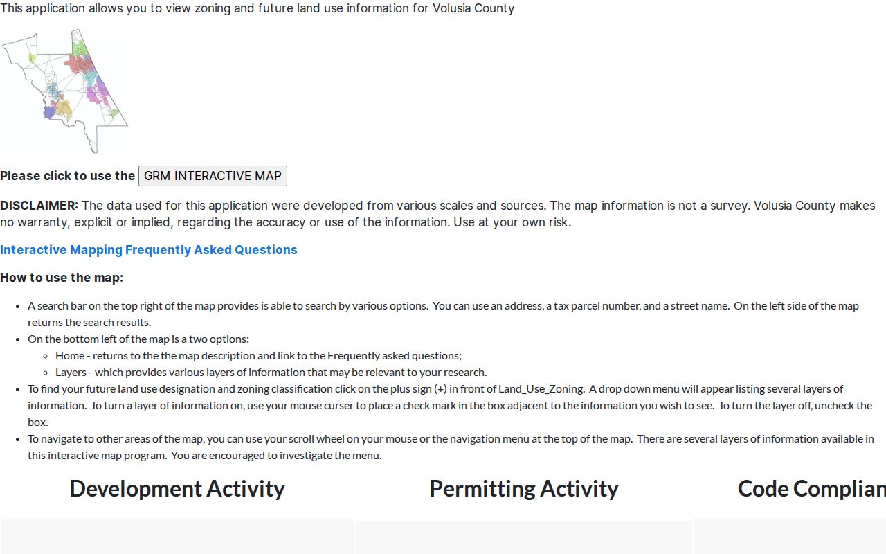 Volusia County address and parcel map instructions for an Edgewater street search