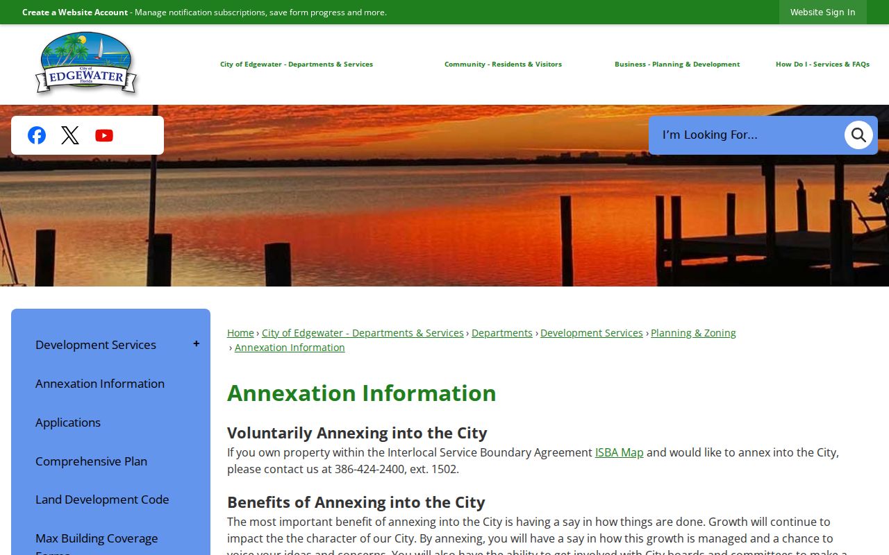 Edgewater ZIP code directory source for city annexation information